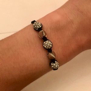 Silver Pave Rhinestone Spike Adjustable Bracelet